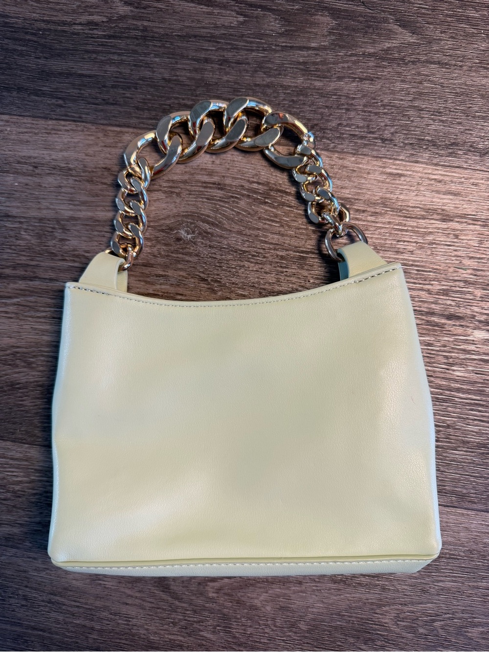 Urban Expressions Pistachio Green Leather Shoulder Bag with Gold Chain Handle